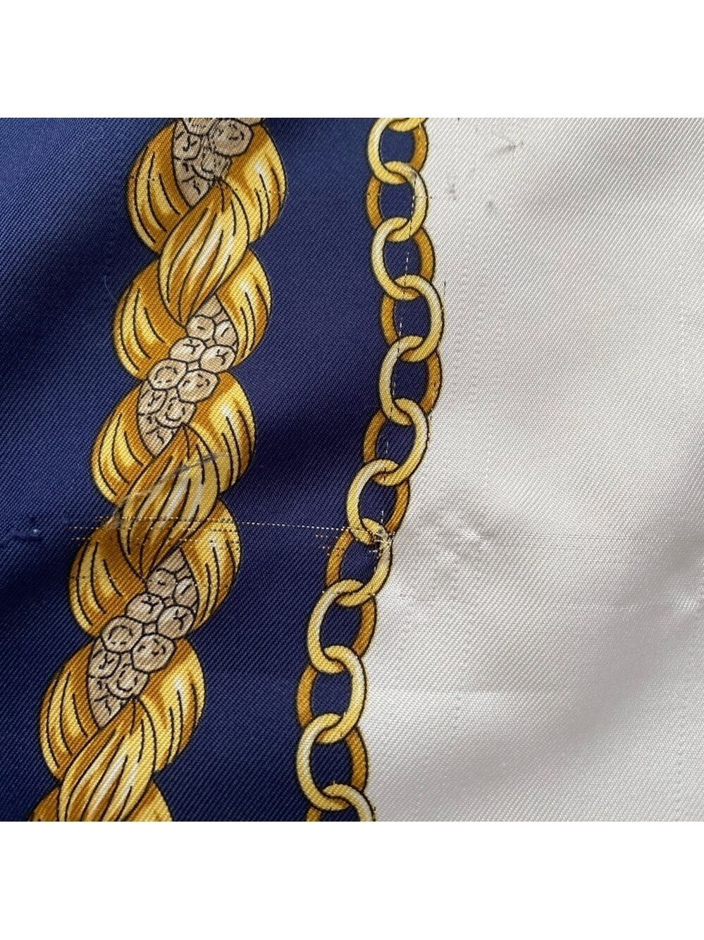 Luxe Italian Cream & Gold Chain Print Scarf Wrap/34"x34"/Accessory - Picture 7 of 7